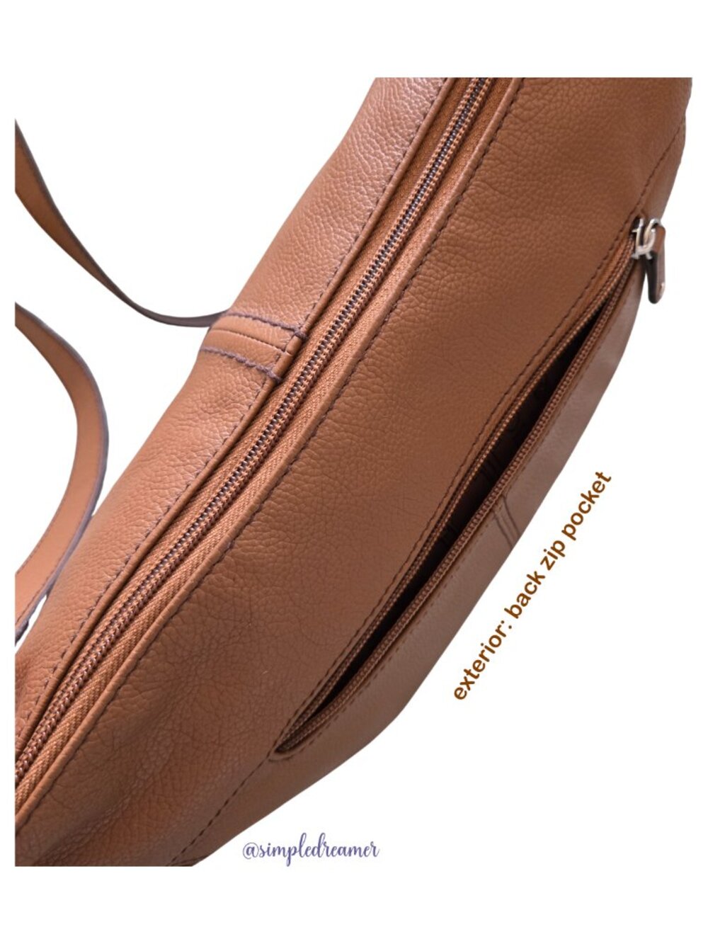 Tignanello Super Stitch Pebble Leather Convertible Shoulder Bag Cognac NWT - Picture 6 of 16
